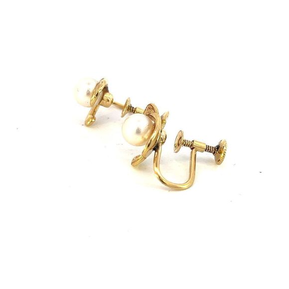 Mikimoto Estate Akoya Pearl Earrings 14k YG 6 mm 3.4 Grams M363 - Picture 5 of 8